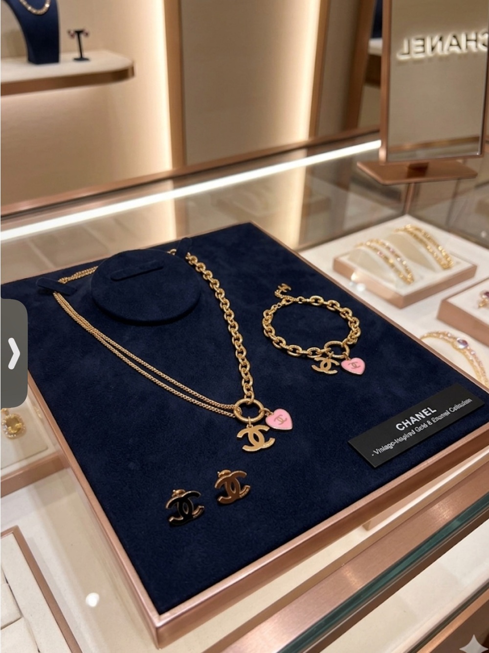 3 piece Set  Gold-Tone Necklace with Pink Heart Charm brand New !